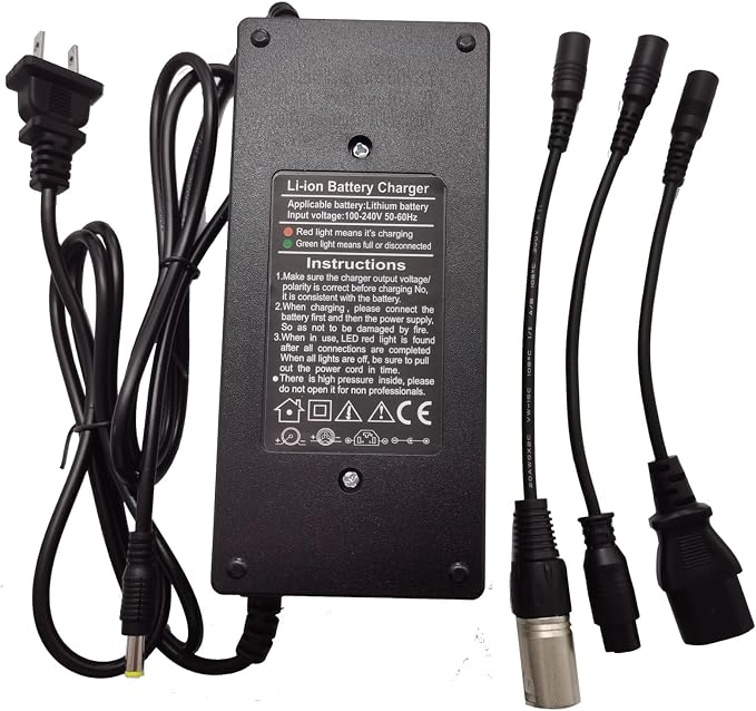 67.2V 3A Charger 4 Plugs for CityCoco 1000W Fat Tire Scooter, MotoTec Fatboy, Scooters and More 60V(16S) Lithium Battery H1-NVA H1NVA DSA-NVABF20 Supply DC plug/12mm 3 Prong/XLR/Cannon/IEC Plug