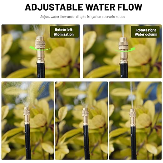 Thiswing 360° Adjustable Drip Irrigation System - 30 FT Automatic Garden Watering System with 10 Nozzles, Raised Bed Sprinkler Irrigation System, Garden Mister for Yard, Lawn, Plants, 5/16" Tubing