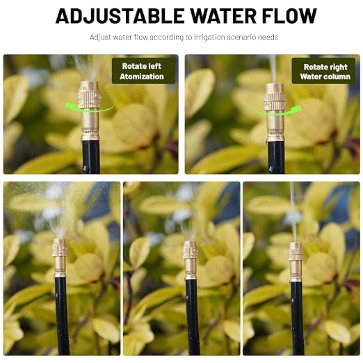 Thiswing 360° Adjustable Drip Irrigation System - 100 FT Automatic Garden Watering System with 32 Nozzles & Water Timer, Raised Bed Sprinkler System, Garden Mister for Yard, Lawn, Plants, 5/16" Tubing