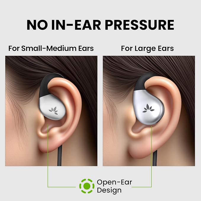 Avantree Resolve –3.5mm AUX Wired Open-Ear Earbuds (Small & Large Sizes) | Comfort Fit, Aware Listening, Over-Ear Hook Headphones for Office, Home, Outdoor Use
