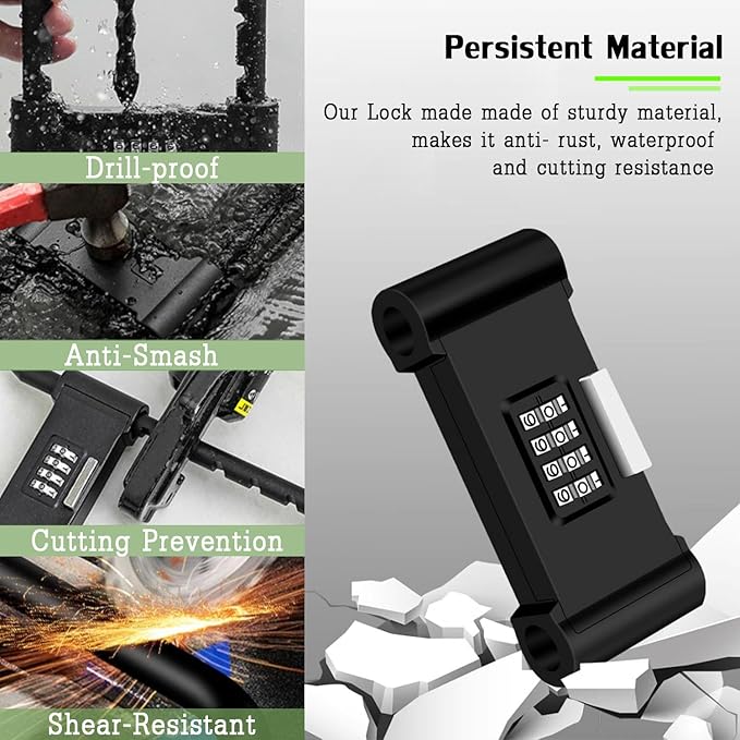 4 Digit Combination Padlock,Heavy Duty Anti Theft U-Shape Security Code Lock with Adjustable Shackle,for Bicycles, E-Bike,Mountain Bike,Glass Door,Gates,Shed, Fence [ Adjustable Range 160-270mm]