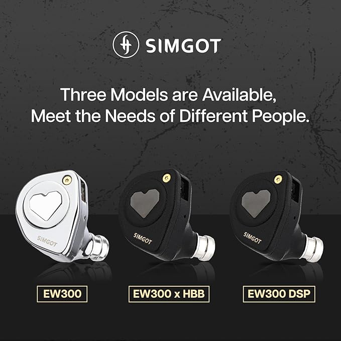 Linsoul SIMGOT EW300 1DD+1Planar+1PZT Hybrid Driver in Ear Monitor, Wired Earbuds IEM, Gaming Earbuds with Detachable Nozzles, Silver-Plated OFC IEM Cable for Audiophile Musician (EW300 HBB)