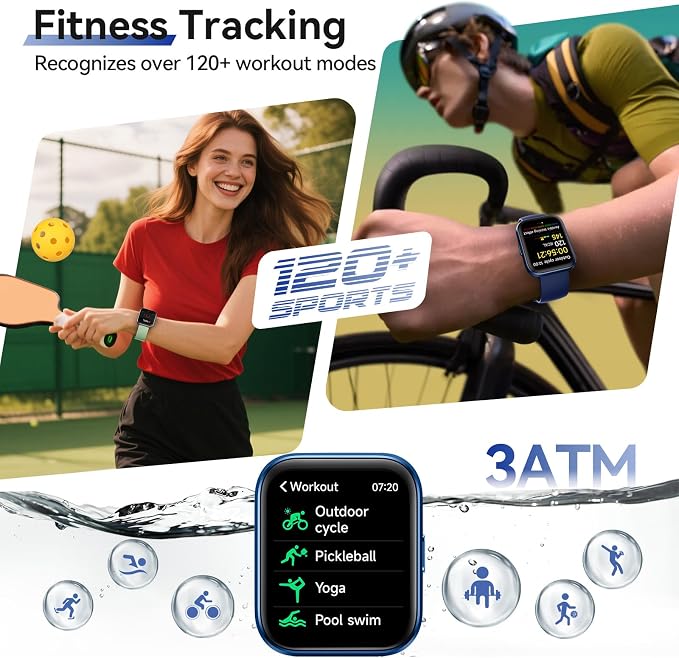 Smart Watches for Men (Android & iPhones), 1.85" HD Alexa Built-in Smart Wacth With Heart Rate Monitor, Sleep/Step Tracker, 120+ Sport Modes Fitness Tracker Watch for Women, IP68 Waterproof Watch