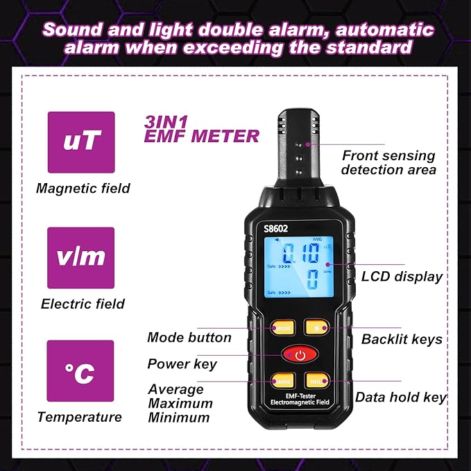 Dunzy 8 Pcs Ghost Hunting Equipment Kit, Include 1 Emf Meter 1 EVP Voice Recorders 1 Spirit Ghost Hunting Research Case 1 Flashlight 1 Speaker 2 Motion Light up Cat Balls 1 Radio(Emf Meter 3, Radio 1)