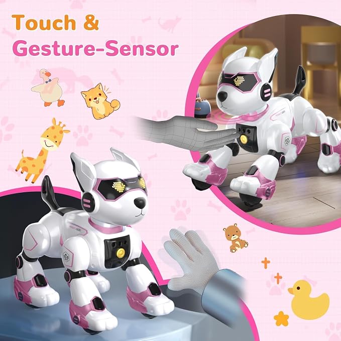 okk Robot Dog for Kids, Remote Control Dog and Touch Voice Interactive, Programmable Robot with lmitation Show, Sing Dance Electronic Pet, Smart Gesture Sensing Puppy Gift for Boys Girls