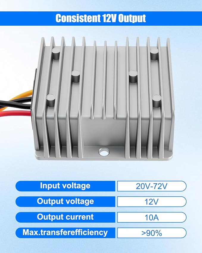 12V DC Converter Fit for Sur-Ron Light Bee X, 20V-72V to 12V 10A | 20V-72V Input, 12V 10A Output, Plug & Play, Aluminum Housing, Accessory Power Supply