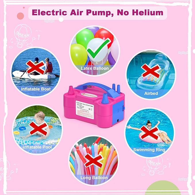 ID IDAODAN 4-in-1 Electric Balloon Pump with Triple Nozzles, Dual Motor Balloon Inflator & Deflator for Latex, Foil & 260Q Balloons