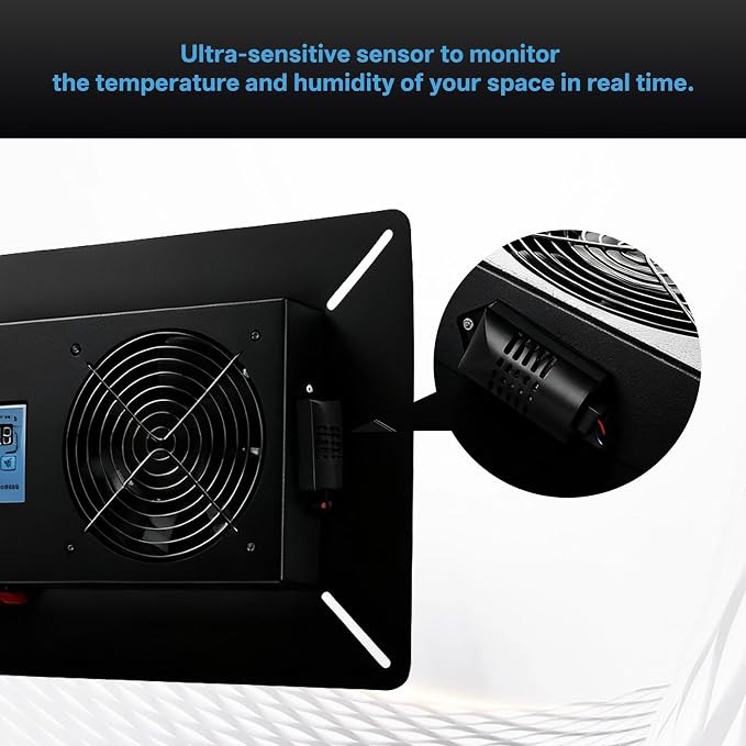240 CFM Crawlspace Vent Fan, With Thermostat,Humidistat, Crawlspace Fans, For Moisture Reduction, Radon Mitigation, Freeze Protection, Ideal for Basement, Attic, Crawl Space Fan Vent(Black)