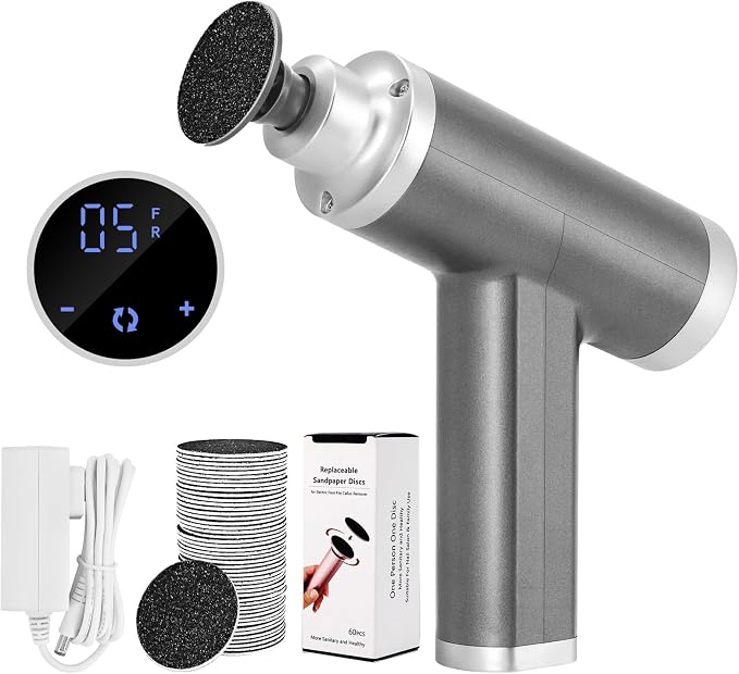 Upgraded Electric Callus Remover for Feet 4500rpm, Adjustable Speed Electric Foot Callus Remover Foot Sander Grinder Pedicure File for Women Men Dead Skin Cracked Heels (Gray)