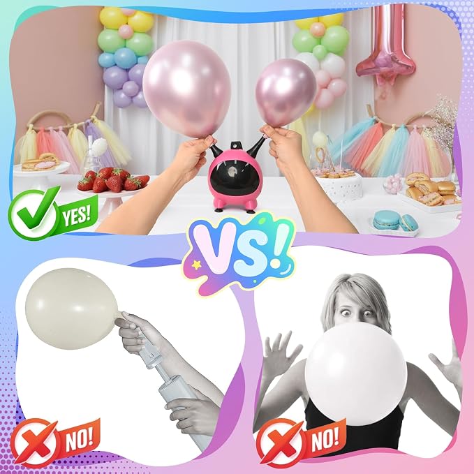 Balloon Pump Electric, Portable Balloons Inflator Air Pump Dual Nozzle, 110V Small Electric Balloons Blower Machine Corded, 600W for Latex Foil Balloon Arch Garland Party Decorations Supplies