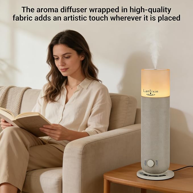 Lantixin Waterless Essential Oil Diffuser Smart Scent Diffuser with Nightlight,Cold Air Scent Diffuser Oil Machine for Home Large Room,120ml Aromatherapy Diffuser Plug-in for 1000 Sq Ft