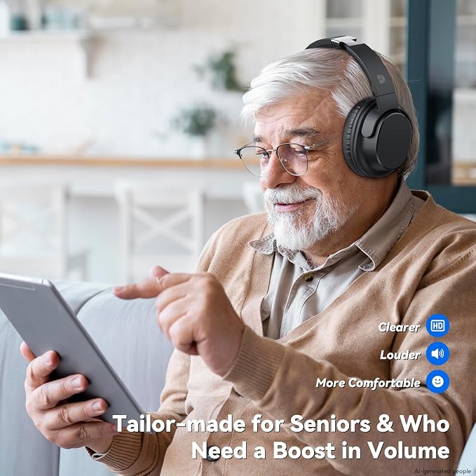 Dytole Wireless Headphones for TV, TV Headphones Wireless for Seniors, Versatile Charging Dock with Transmitter, Instant Audio Sync, 65-Hour Battery Life, Ideal Gift for Parents & Seniors