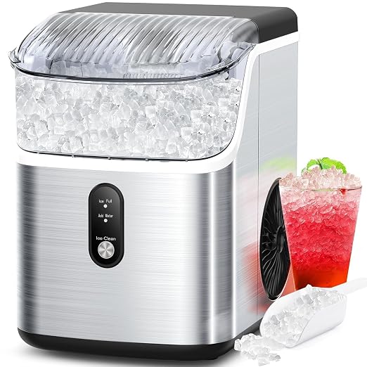 COWSAR Nugget Ice Makers Countertop Soft Chewable Pellet Ice Machine with Auto-Cleaning Function, 34Lbs/24H, Portable Ice Makers for Kitchen, Office, Home