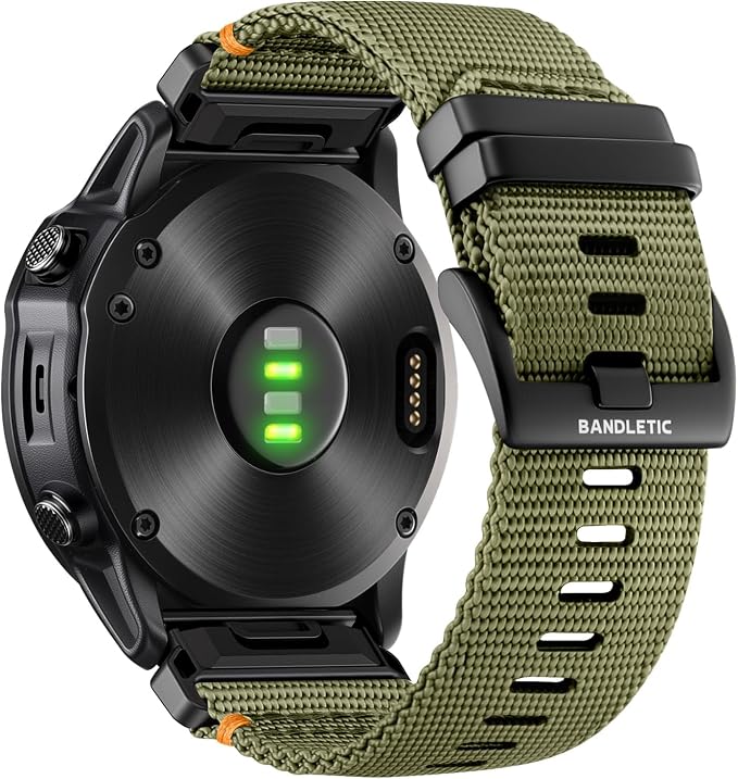 Bandletic Compatible with Garmin Fenix 7X 6X 5X Watch Band - 26mm Quick Fit Rugged Nylon Replacement Strap for Fenix 8 51mm /Instinct 2X/Enduro 2 3/Quatix 3/Tactix 7/Epix Pro 2/D2 Bravo Delta/Descent