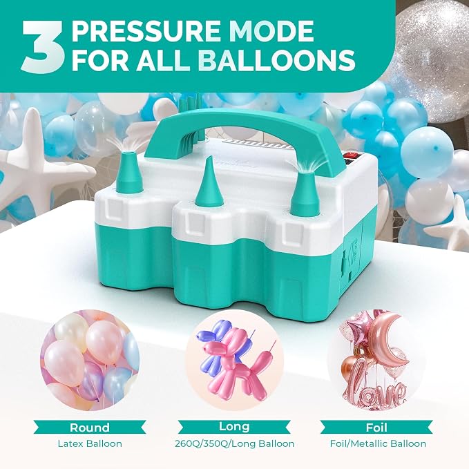 ETENWOLF Electric Balloon Pump for All Balloons 110V 600W Balloon Blower for Party Metalic Latex 260q Foil Balloons, Balloon Inflator for Birthday Decorations