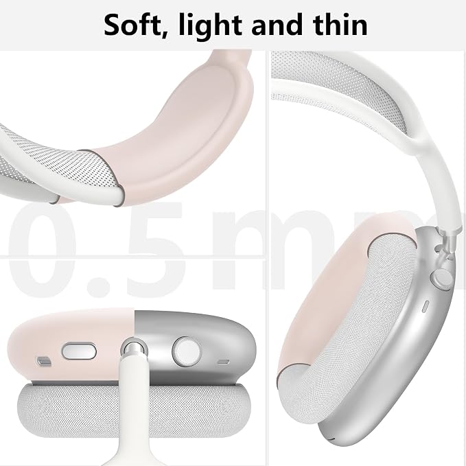 Silicone Case Cover for AirPods Max Headphones,Ear Pad Case Cover/Ear Cups Cover/Headband Cover for AirPods Max 2/1 (2026/2024/2020)(USB-C/Lightning),Silicone Accessories for Apple AirPods Max 2, Nude | Ear Pad Case Cover