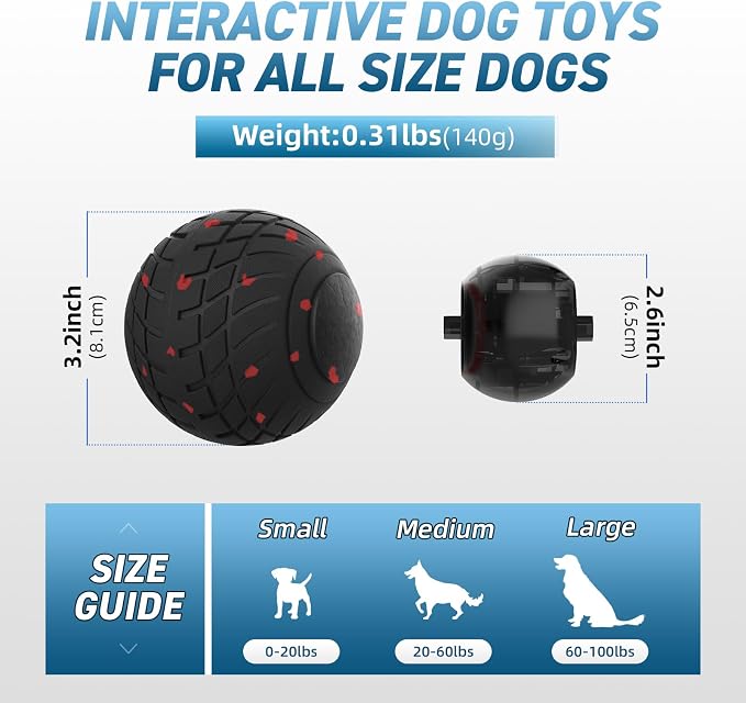 HETOO Automatic Dog Ball that Keeps Dogs Chasing, 3.2 Inch Black | Waterproof ETPU Construction with 3 Play Modes for Interactive Indoor Outdoor Fun with Dogs Over 20lbs Moderate Chewers