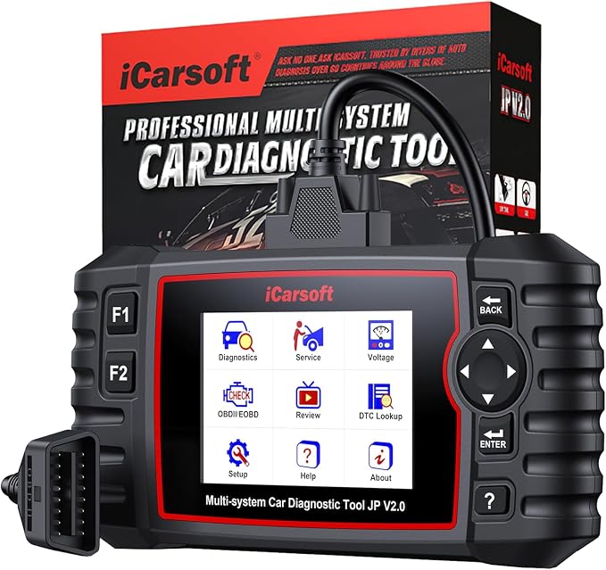iCarsoft JP V2.0 Diagnostic Tool for Daewoo/Toyota/Honda/Mitsubishi/Suzuki/Mazda/Hyundai, Full System OBD2 Scanner with 9 Service Function, Oil/EPB/BMS/ETC/SAS/BLD/INJ/TPMS/DPfilter