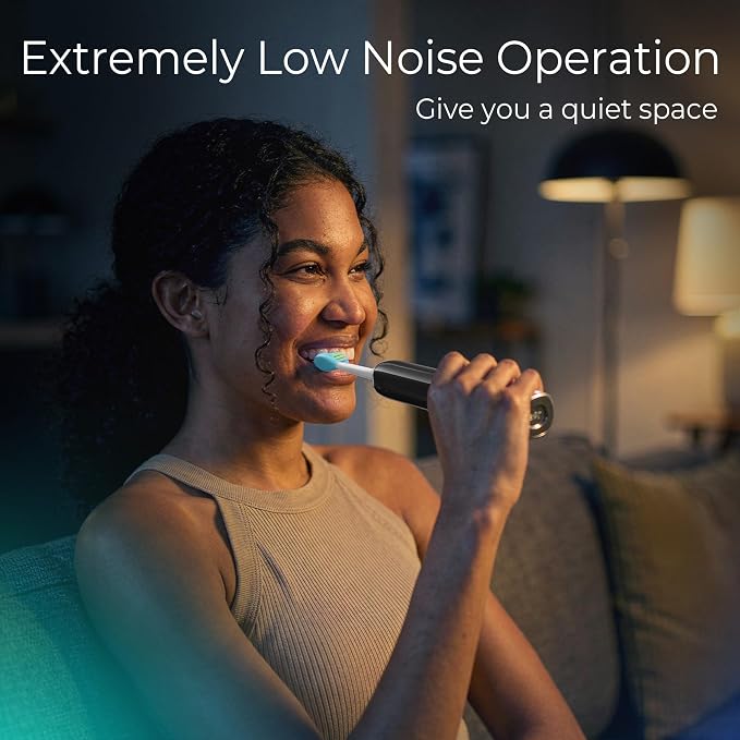 7AM2M Sonic Electric Toothbrush for Adults&Teens with LED Screen, 5 Modes, One Charge for 365 Days, 2 Minute Timer, with 8 Brush Heads and Travel Case (Black)