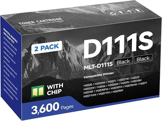 MLT-D111S Black Toner Cartridge 2-Pack High Yield Compatible for Samsung MLT-D111S 111S MLT111S D111S for Samsung Xpress M2020W M2070FW M2070W M2020 M2024W M2074FW M2070F M2022 M2026 M2070 Printer Ink