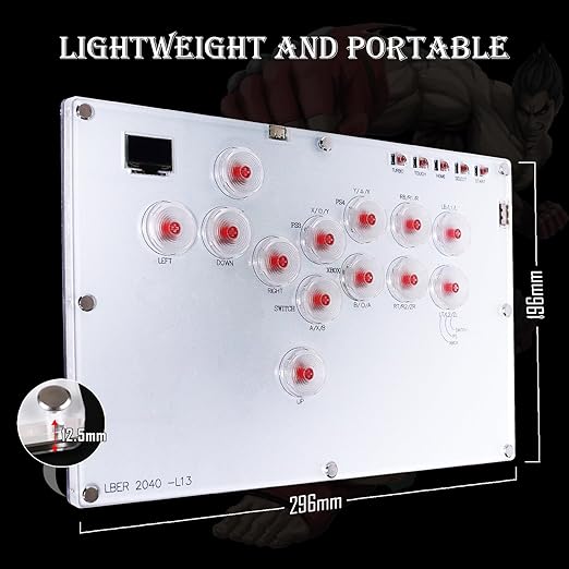 Arcade Stick Leverless Controller L13, All-Button Controller Street Fight with Hot Swap & SOCD, Arcade Stick Street Fight for PC/PS3/PS4/Steam/Switch Game Keyboard-Support Turbo and Custom RGB (White)