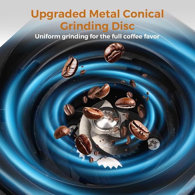 Electric Coffee Grinder for Home & Cafés: Automatic 25-Setting Conical Burr coffee grinder with 120g Expandable Hopper Durable - Anti-Static & Quiet Grinding Perfect for Multi-Cup Brewing