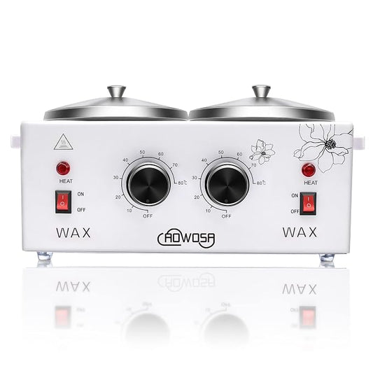 Double Wax Warmer Professional Electric Wax Heater Machine for Hair Removal, Dual Waxing Pot Paraffin Facial Skin Body SPA Salon Equipment with Adjustable Temperature Set