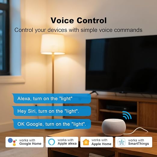 Matter Smart Plug, Work with Apple Homekit, Alexa & Google Home, WiFi Outlet with 15A/1800W Max, Voice Control, Supports Energy Monitoring by Tuya, 2.4GHz Wi-Fi Only, 4 Pack