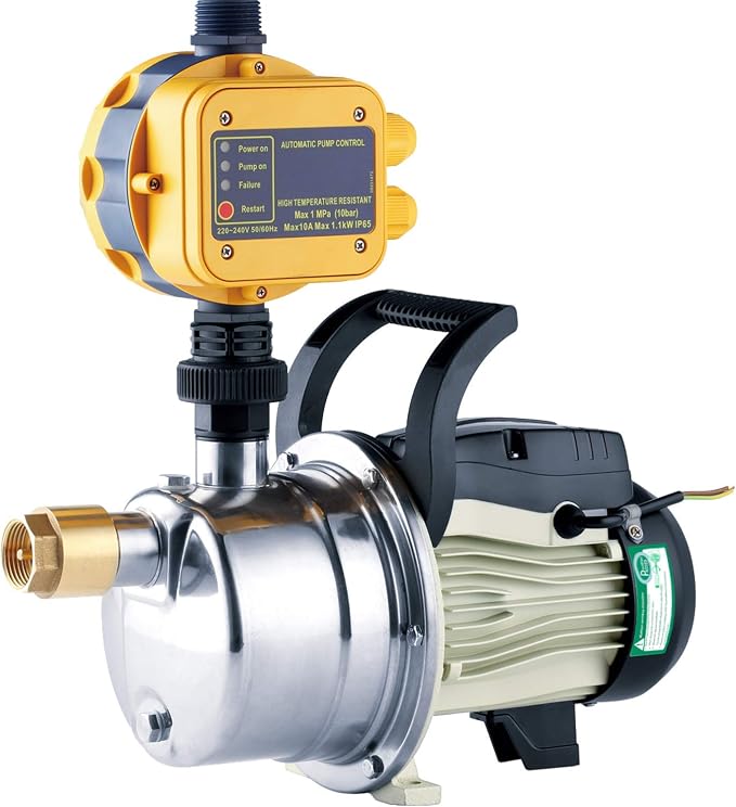 3/4 HP Water Pressure Booster Pump 110V Inline Water Transfer Pump Automatic Self Priming Irrigation Pump Shallow Well Jet Pump Household Booster Pump