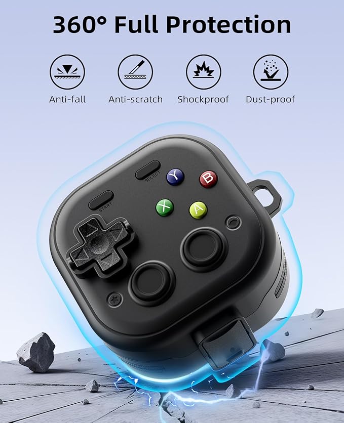 TiMOVO Case for Galaxy Buds 4 & Galaxy Buds 4 Pro (2026), Hard Shell Game Console Protective Cover for Samsung Buds 4 Pro with Secure Lock Clip, Cleaner Kit & Keychain, Black