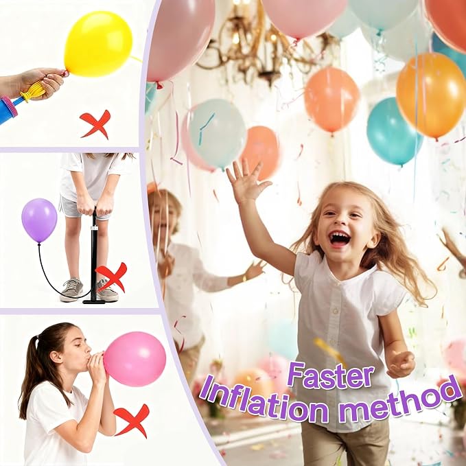 4-in-1 Electric Balloon Pump for All Balloons, Inflatables, and Sports Balls, Portable High Power Triple Inflating Ports for Latex Foil 260q Mylar Balloon