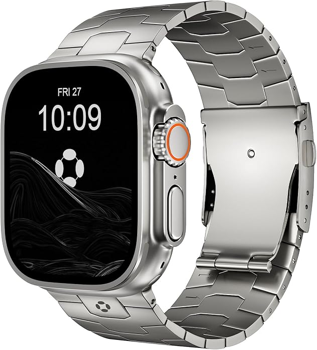 Titanium Watch Band AGIS01- Fits Apple Watch ULTRA 3/2/1 (49mm) - Adjustable Titanium Apple Watch Band with DLC Coating, Lightweight & Durable Strap for Men - Premium Color Matching Band