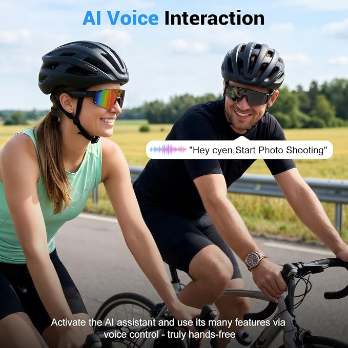 Smart Glasses with Camera and Bluetooth, POV Glasses with Photochromic Lens, 32MP Anti-Shake Camera, EIS Stabilization, IP64 Waterproof Sports Sunglasses for Cycling Running Hiking Baseball