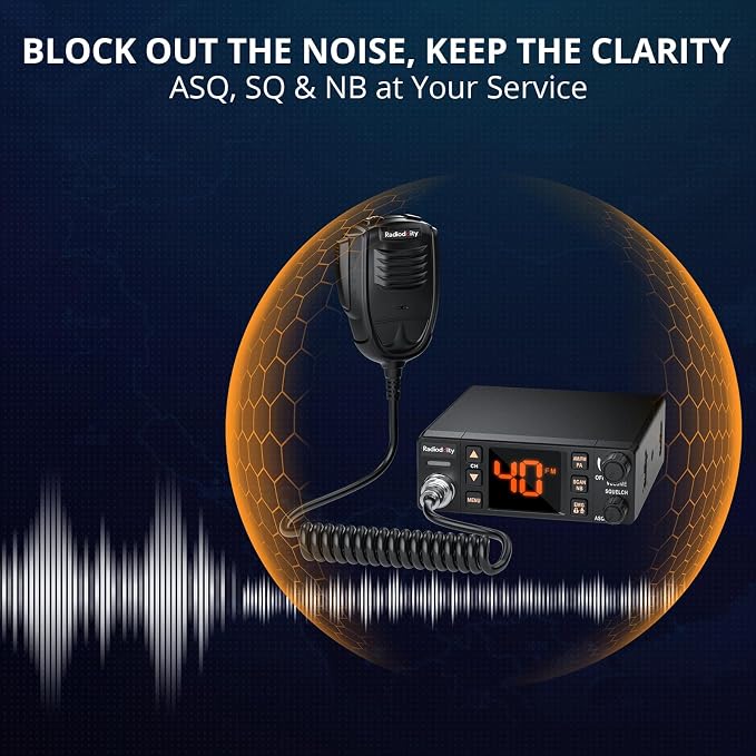 Radioddity CB-606 PRO CB Radio, AM/FM/PA Mobile Transceiver with 4W Power Output, 2.2’’ Amber Color Display, Instant Emergency Channel 9/19, VOX, NB/ASQ/SQ, Advanced Cooling Structure