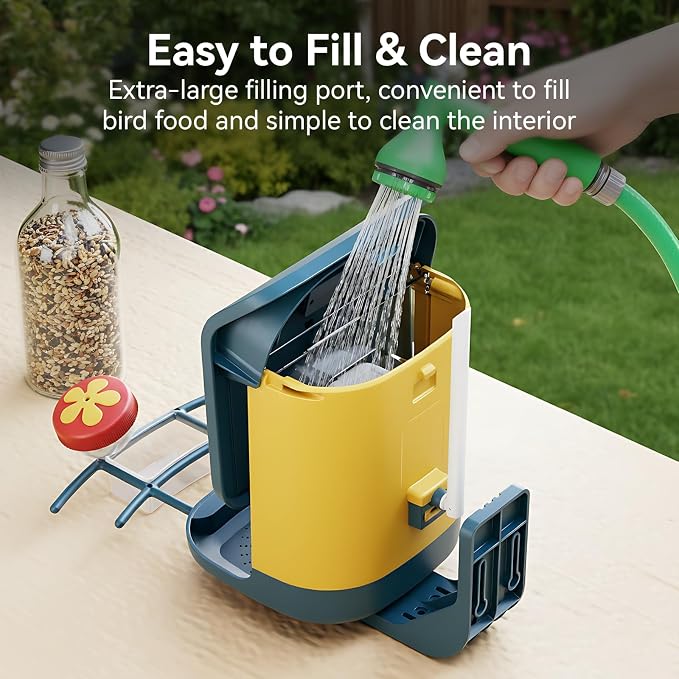 Smart Bird Feeder with Camera, Solar Powered, 2K HD Live View, Weatherproof for Outdoors, AI Identification & Instant Alerts, 2.4GHz, Easy Setup & Refilling, Gift for Bird Watching (Dark Blue)