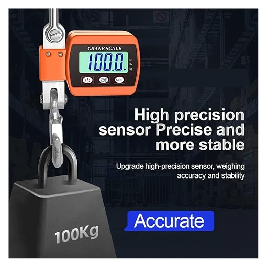 500Kg Portable Digital Crane Scale with LCD Backlight and Changeable Units - Heavy - Duty Design