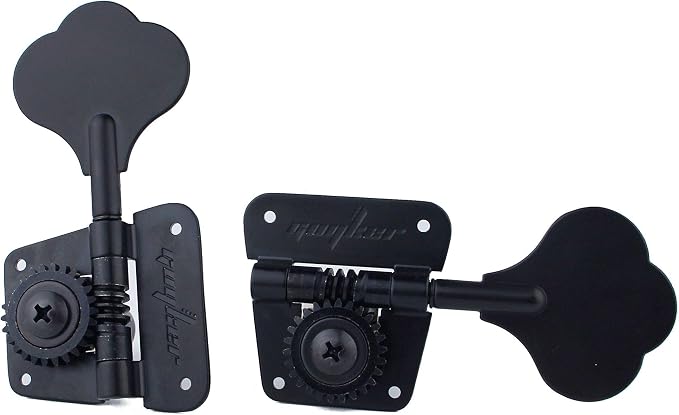 Guyker Bass Tuners (3R + 2L) - 1:20 Ratio Open Gear Tuning Key Pegs Machine Head Replacement for Electric Jazz Guitar Bass or Precision Instruments - GK530 Black