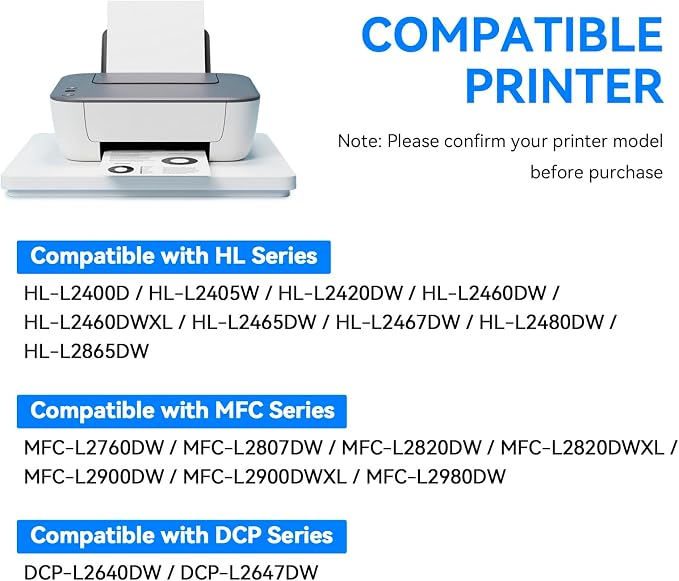 TN830XL Compatible Replacement for Brother TN830 TN-830XL Toner Cartridge Used with Brother Printer DCP-L2640DW HL-L2400D HL-L2405W HL-L2460DW HL-L2480DW MFC-L2820DW MFC-L2900DW