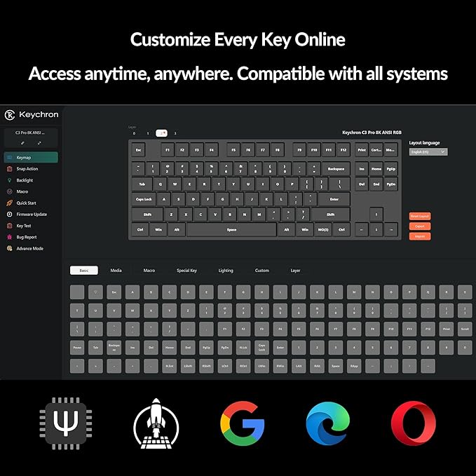 Keychron C3 Pro TKL 80% Wired Mechanical Keyboard, 8K Polling Rate, QMK/VIA Programmable, Hot-Swappable, RGB Backlit Shine-Through Keycaps, Super Banana Switch, for Windows/Mac