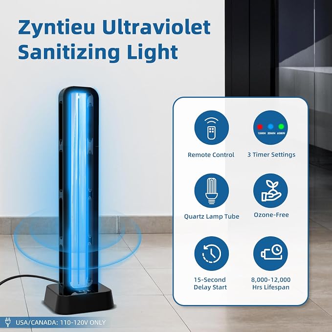 69W UV Light Sanitizer with Remote Control and 3 Timers – Home Disinfection Device 99.99% Cleaned of Germs, Viruses, Mold and Dust Mites – Whole Room Disinfection Lamp for Home and Office