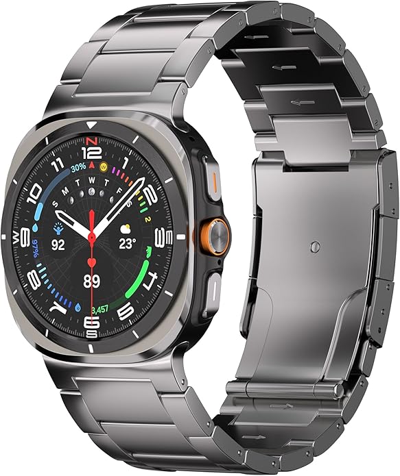 Ultra Supply Co. Titanium Band for Samsung Galaxy Watch Ultra 47mm – Galaxy Watch Ultra Metal Band with Folding Clasp, Scratch & Water-Resistant DLC Coating, Adjustable Smartwatch Bands