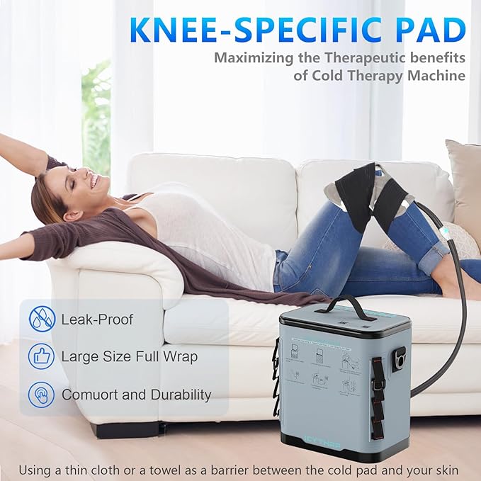 ICYTHRP Cold Therapy Machine with Programmable Timer, FSA Eligible HSA, Portable Ice Machine for Knee After Surgery, Programmable Recovery System for ACL, TKR & Sports Training with Specific Knee Pad