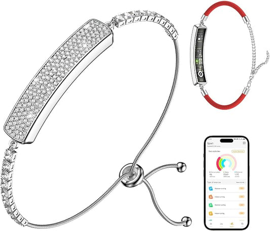 Smart Bracelet for Women – Fitness Tracker with Heart Rate, Sleep & Step Tracking, 1ATM Water Resistant, Multi-Sport Modes, Fitness Tracking Wearable with Free App, 2 Bands(Silver)