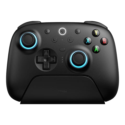 8Bitdo Ultimate 2 Wireless Gaming Controller with TMR Joysticks, Switchable Hall Effect/Tactile Triggers, 8Speed Wireless Tech, Charging Dock, RGB Fire Ring for PC & Android - Black