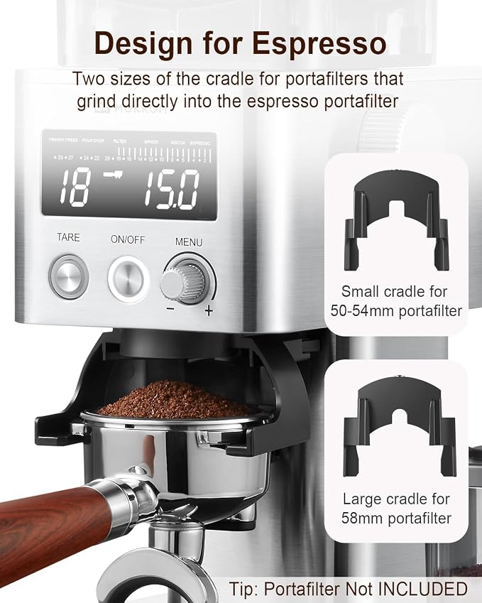 MOKKOM Electric Conical Burr Coffee Grinder with Removable Coffee Scale, Anti-static Coffee Bean Grinder, 31 Grind Settings and Precision Timer for Espresso Pour Over, French Press Stainless Steel