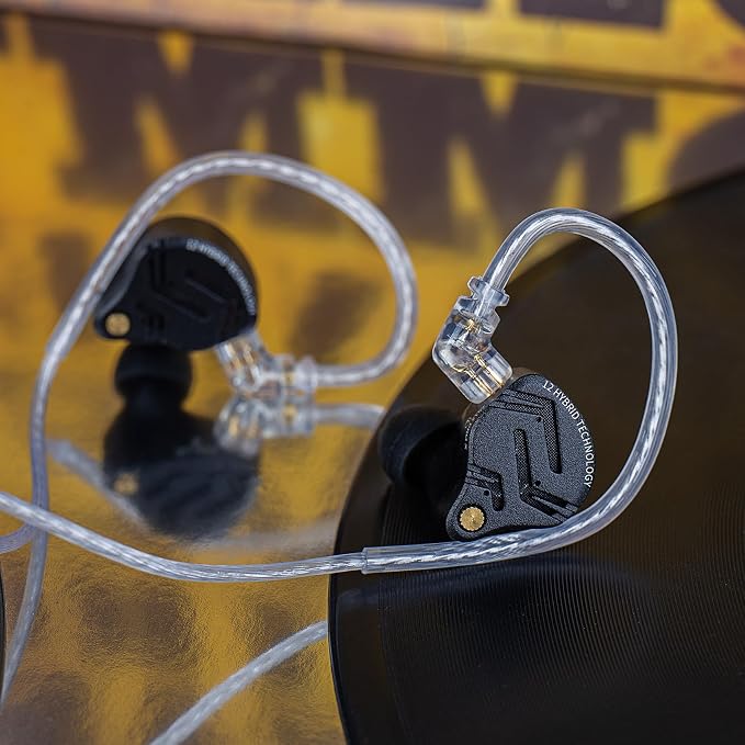 KZ ZS12 PRO X in Ear Monitor IEM Headphones,1DD+5BA Hybrid Wired Gaming Earbuds,KZ Earbuds Earphones,Best in Ear Headphones with 2PIN Cable for Audiophile (Dark Black, with Microphone)