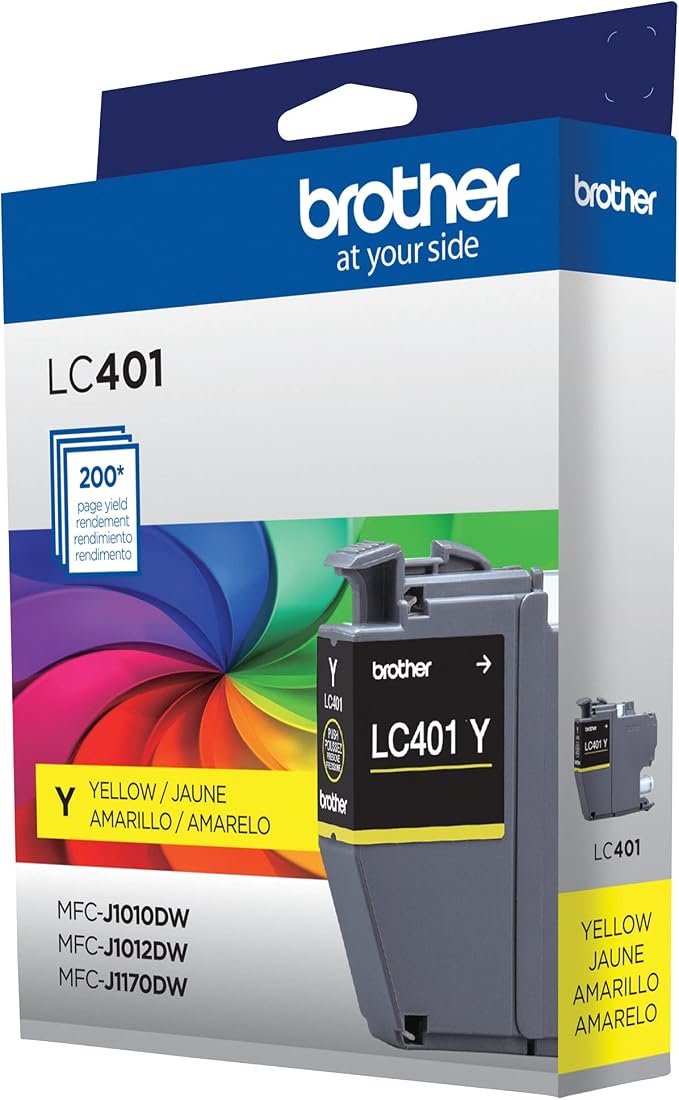 Brother Genuine LC401Y Standard-Yield Yellow Ink Cartridge (Pack of 2)