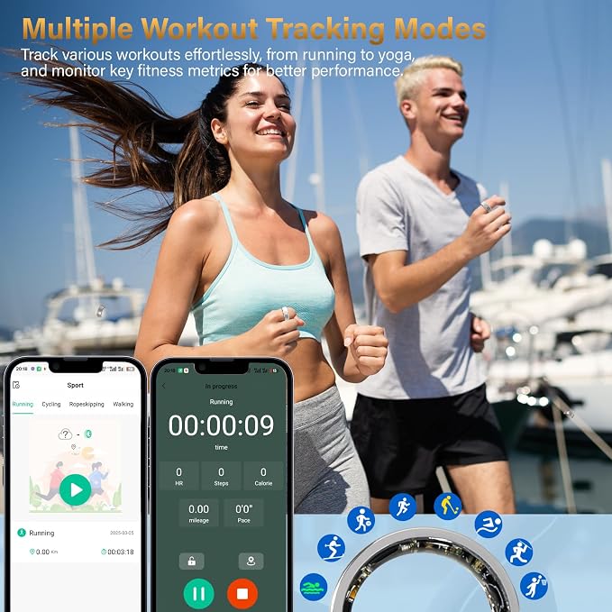 Smart Ring for Women and Men – Fitness & Health Smart Ring with Heart Rate and Sleep Tracking – Waterproof Activity & Wellness Ring Compatible with iPhone and Android (11#)