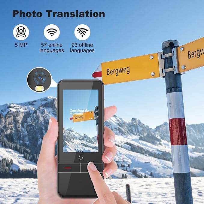 Language Translator Device No WiFi Needed, Instant Two-Way Voice Translator for All Languages, 139 Languages Online Offline Voice Text Photo Translation for Travelling Learning Business