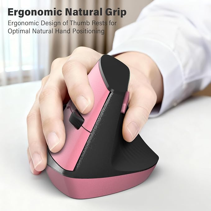 MOFII Wireless Ergonomic Keyboard & Mouse Combo – Split Curved Keyboard with Wrist Rest (All-Day Comfort) + Wireless Vertical Ergonomic Optical Mouse, Compatible with PC/Laptop/Desktop- Pink Gradient